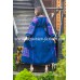Boho Style Ukrainian Embroidered Maxi Dress Navy with Pink Embroidery